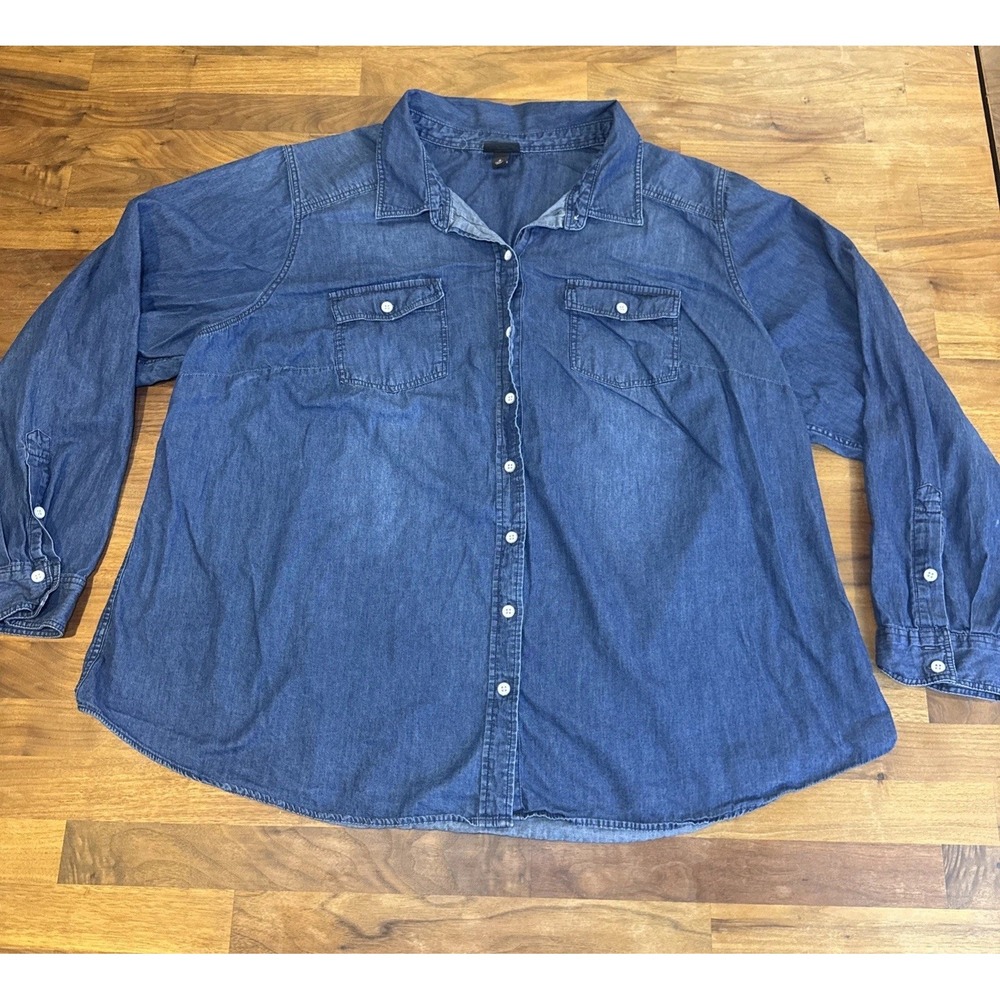 Torrid Tunic Top Women 3 Blue Jean Denim Button Up - A00006